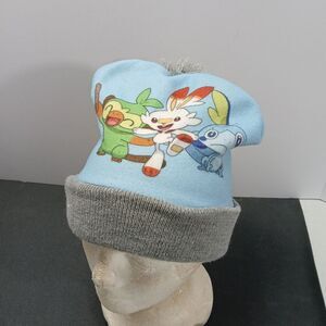 Pokémon Gray Beanie Youth OSFM Grookey, Sobble, & Scorbunny Pom Pom Boggin 2021